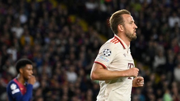    Игрок «Баварии» Харри Кейн в матче Лиги чемпионов против «Барселоны». 23 октября 2024 года. AFP