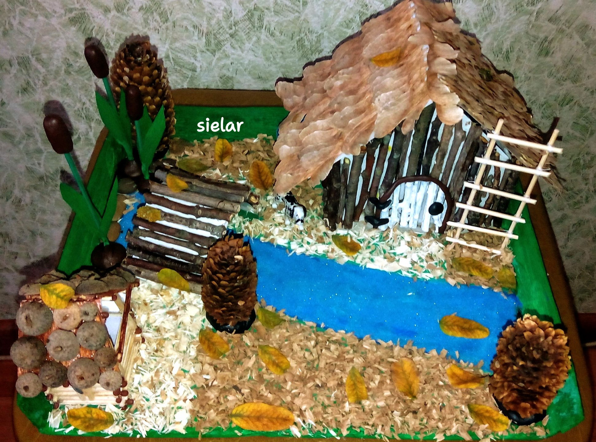 Колодец сделан из спичек