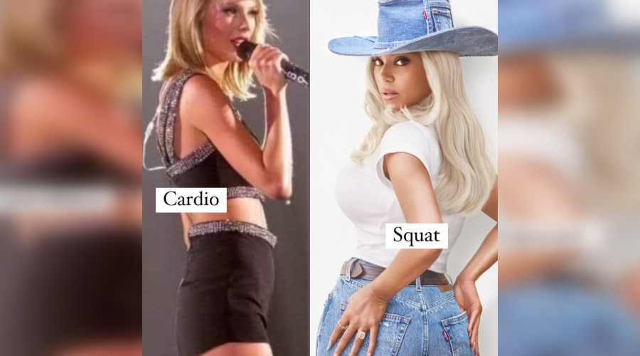 Орен Марко проиллюстрировал свои слова изображениями Тейлор Свифт (кардио) и Бейонсе (приседания). Источник: @docteurorenmarco (Instagram*).