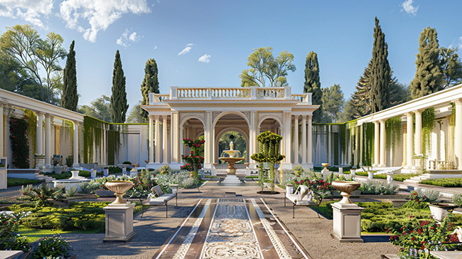 Богатая римская вилла подчеркивает статус патриция. 