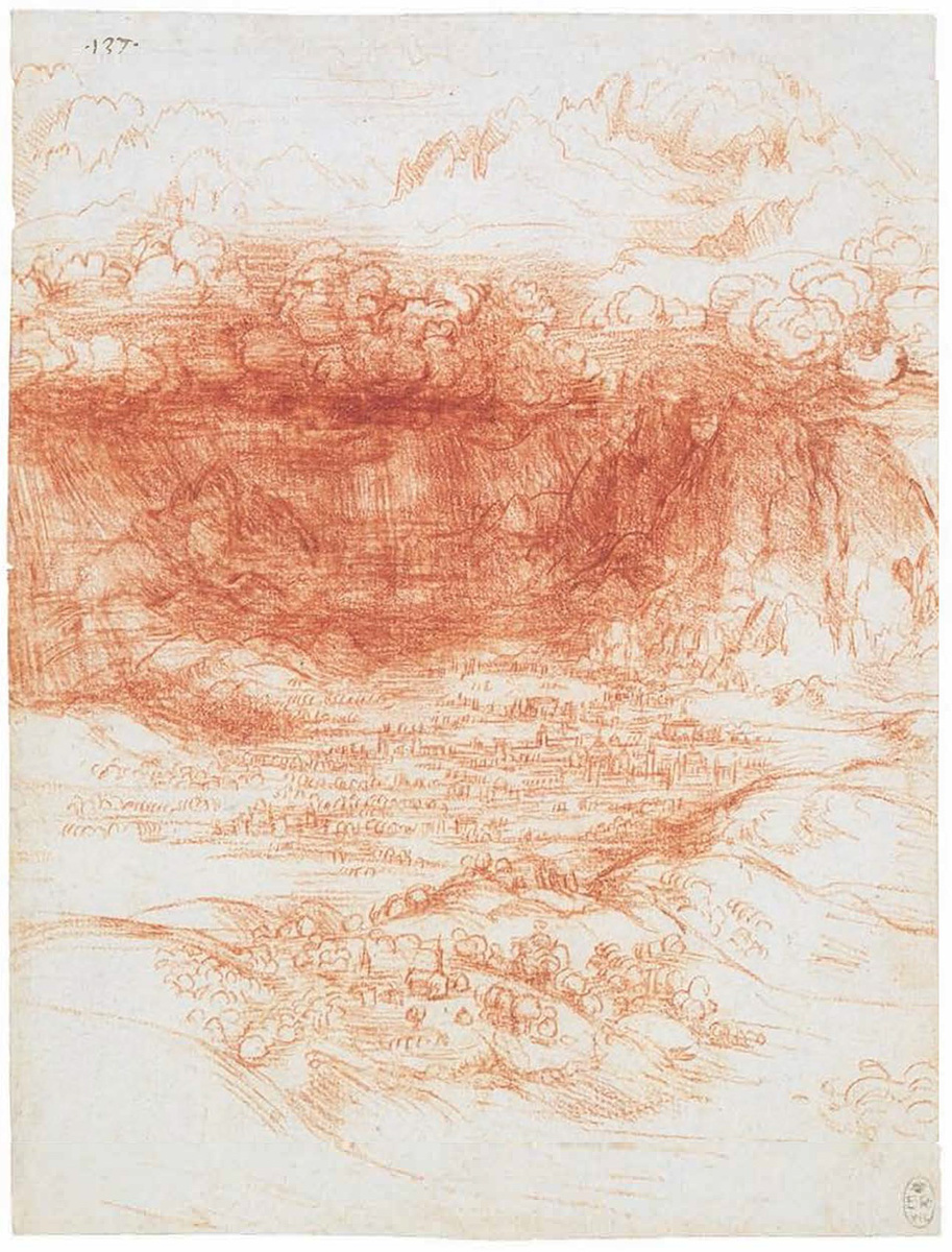 Леонардо да Винчи «Буря над долиной в предгорьях Альп»