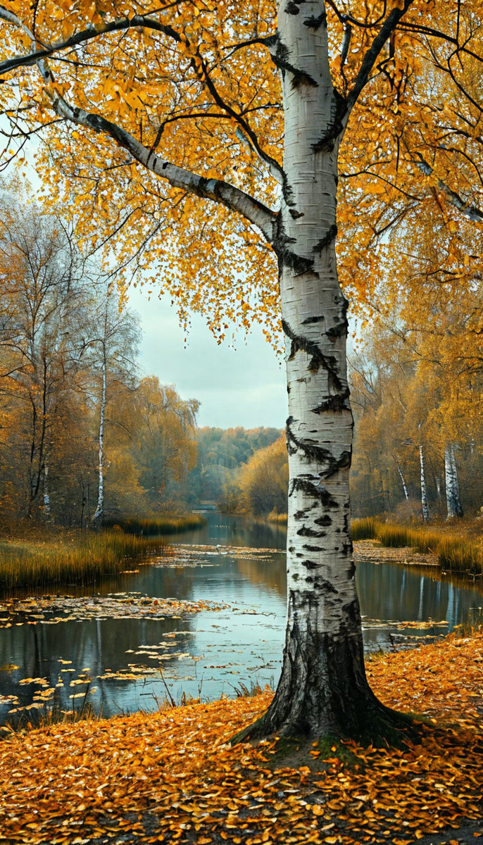 Я прошёл мимо старых клёнов, которые стояли, словно стражи, охраняя парк от городской суеты. Их листья были похожи на золотые монеты, разбросанные по земле. Я остановился возле берёзы, чтобы насладиться её красотой. Её листья были нежно-жёлтыми, словно маленькие солнышки.