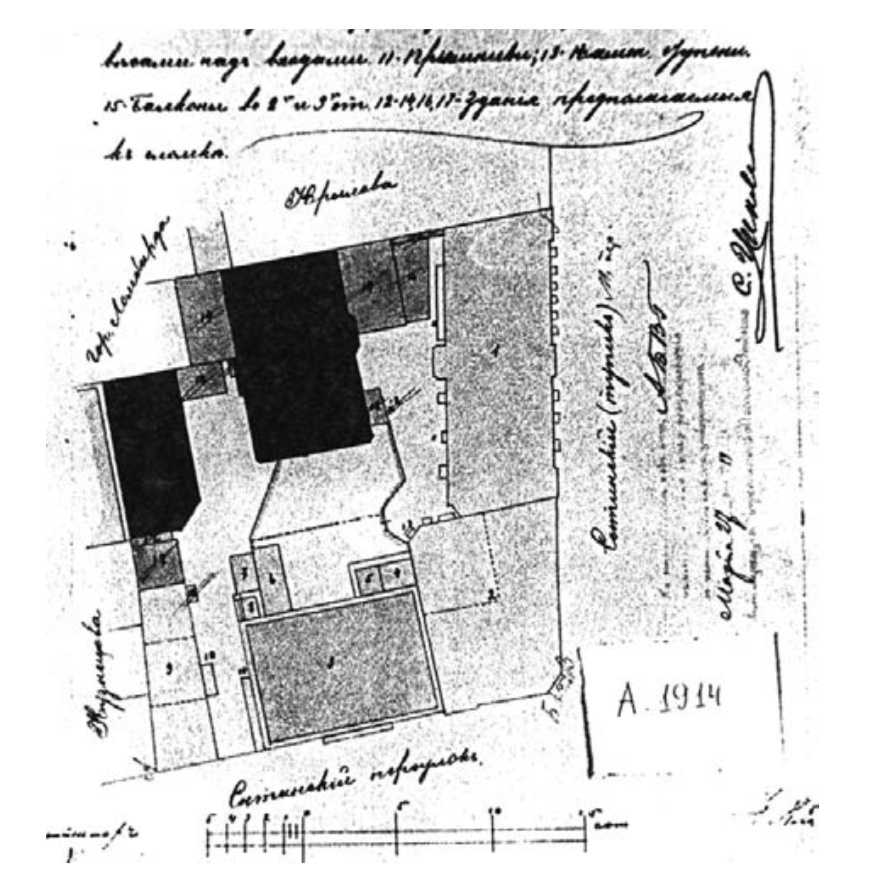 План застройки участка, где находится усадьба. Из книги "Москва деревянная: что осталось". Автор В.А. Резвин.