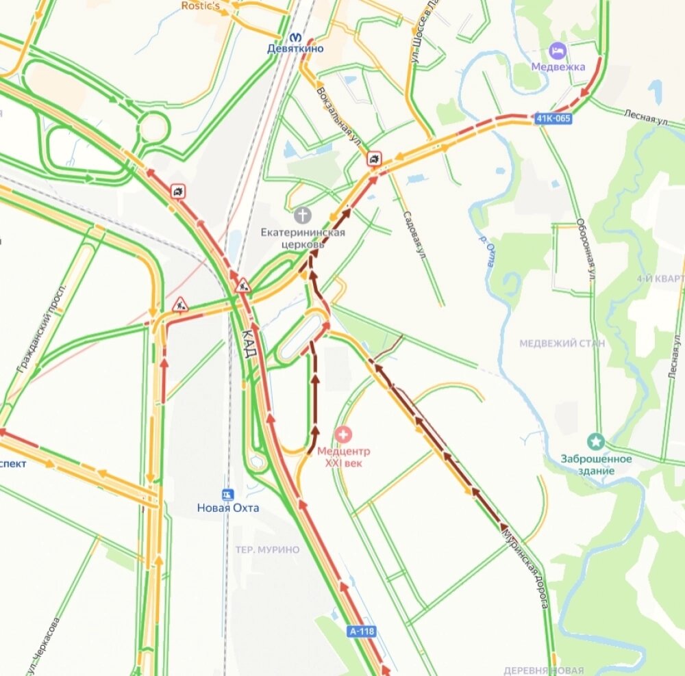    Ситуация на 13.15. Фото: Скриншот Яндекс.Карты