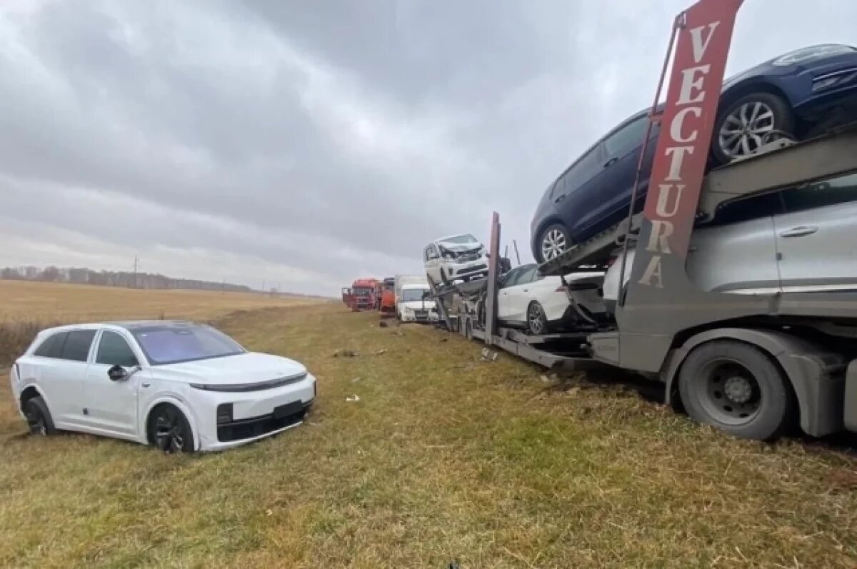    Семь грузовиков и два автомобиля столкнулись на трассе Тюмень — Омск