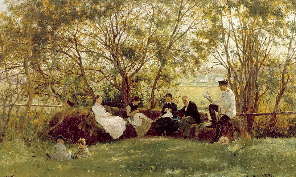 И. Репин. На дерновой скамейке. 