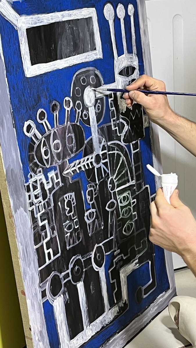 процесс создания холста по вселенной одного из комиксов 