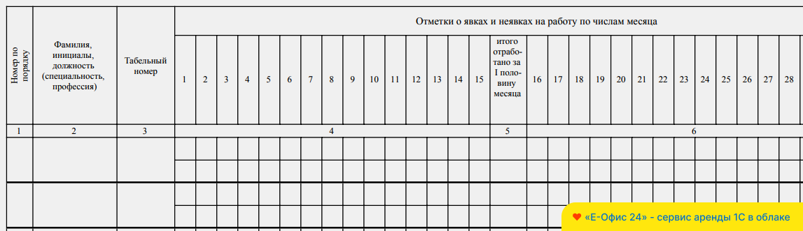 Образец унифицированной формы Т-12