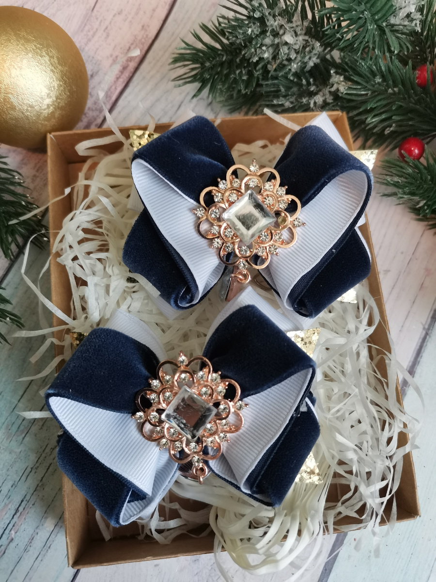 Школьные банты из бархатной ленты