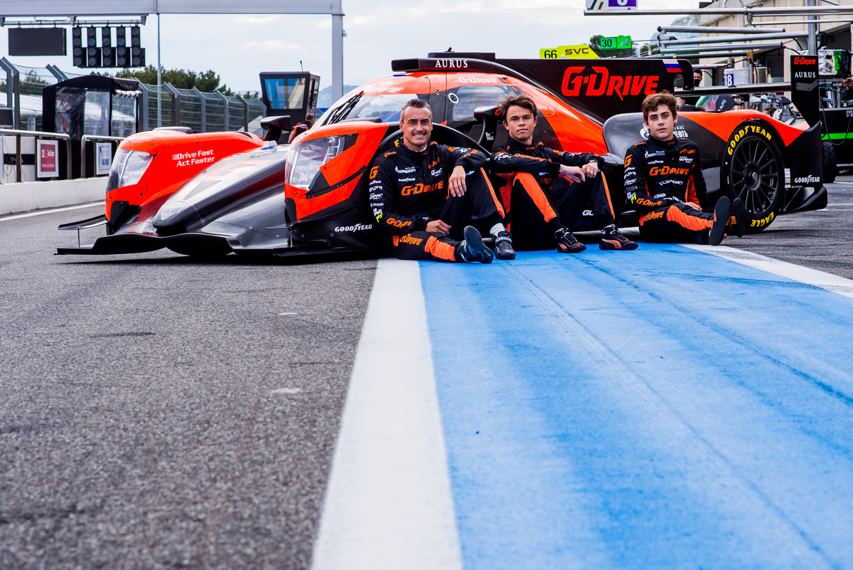Русинов, де Врис и Колапинто на этапе ELMS в Ле-Кастелле в 2021 году / G-Drive Racing