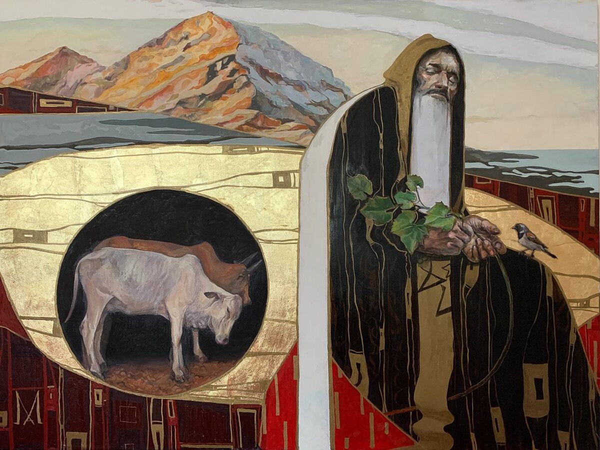               "601 летний старик". (Ной). Холст, масло, золочение (210х150см)  2022 год создания