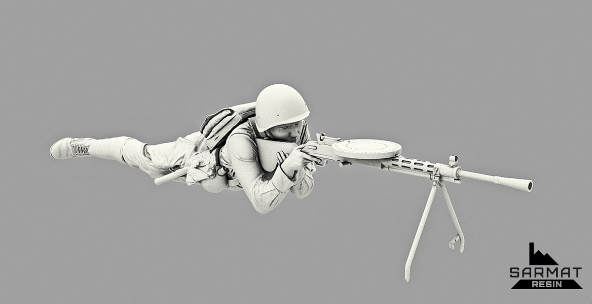 SRsf35044 Пулеметчик с ДП-27, РККА Лето 1941, Sarmat resin 1/35