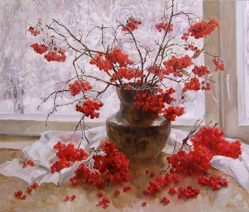 Светлана Родионова. Красные ягоды и первый снег. 2008 г. Источник изображения: avatars.dzeninfra.ru