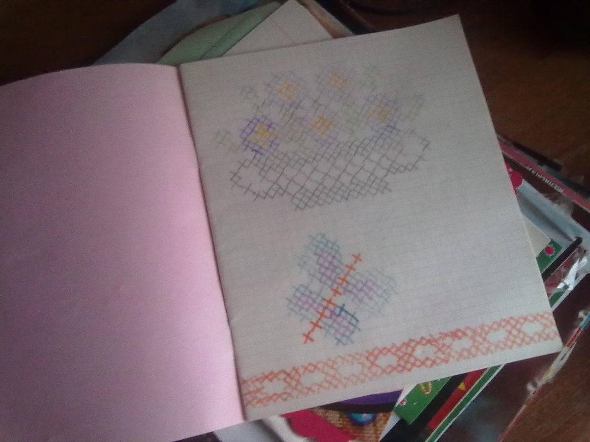 Много лет спустя я нашла эту тетрадочку и сфотографировала свою перенесенную схему