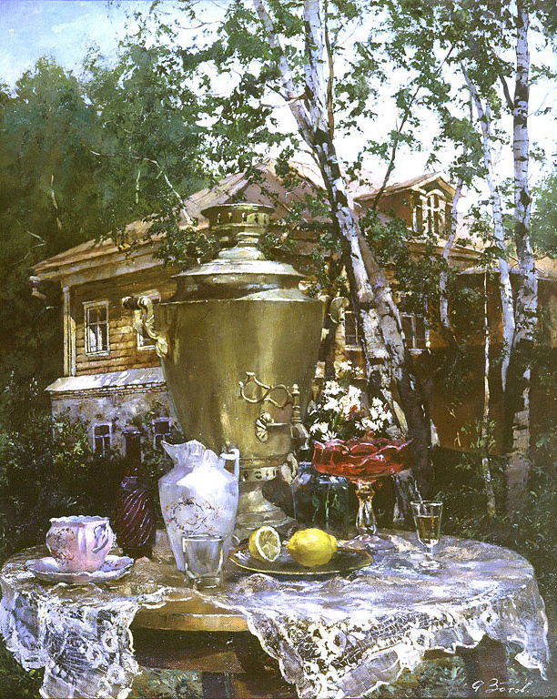 Натюрморт "Русский чай", холст, масло, 100х80. Алексей Зотов.