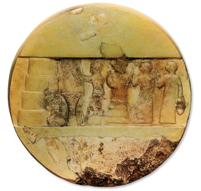 Диск Энхедуанны, найденный в гипаре (резиденции верховной жрицы Нанны) в Уре (Ирак). Алебастр, аккадский период, около 2300 г. до н.э. Размер: 25,6 х 7 см.