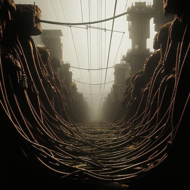 Так проиллюстрировал ИИ выражение «в кабале у кабеля», вдохновившись работами художника Питера Грича