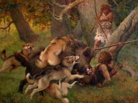 На фото изображена охота древних людей