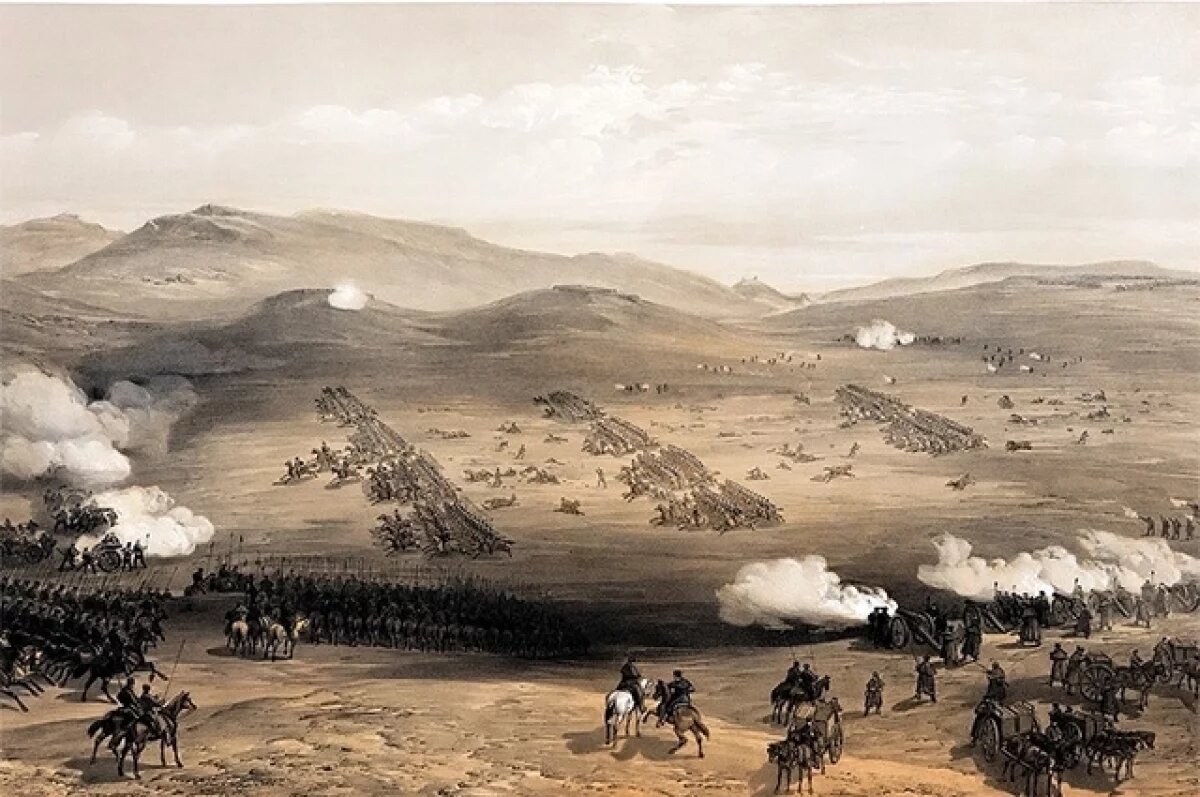    Уильям Симпсон. «Атака лёгкой бригады под Балаклавой» (1855).
