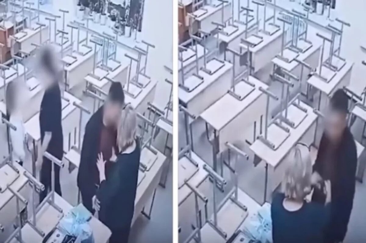    Нападение на учителя попало на видео.