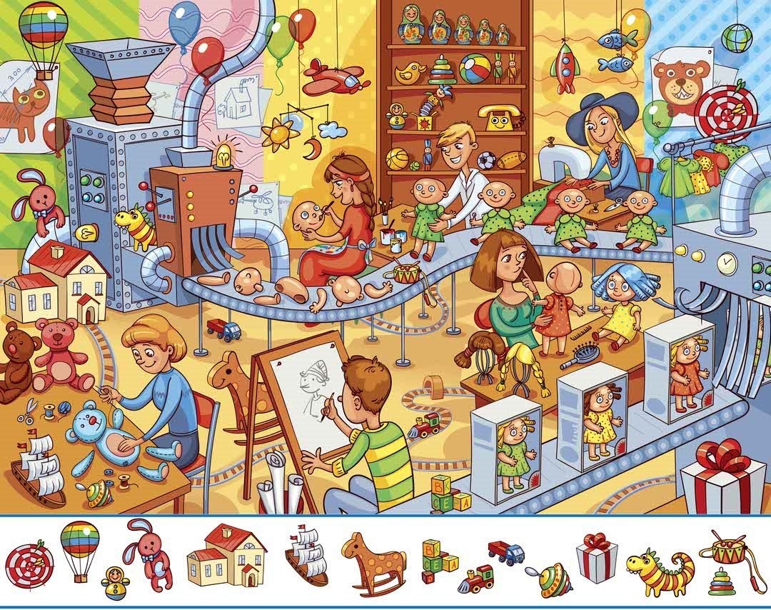 Найди спрятанные предметы на картинке