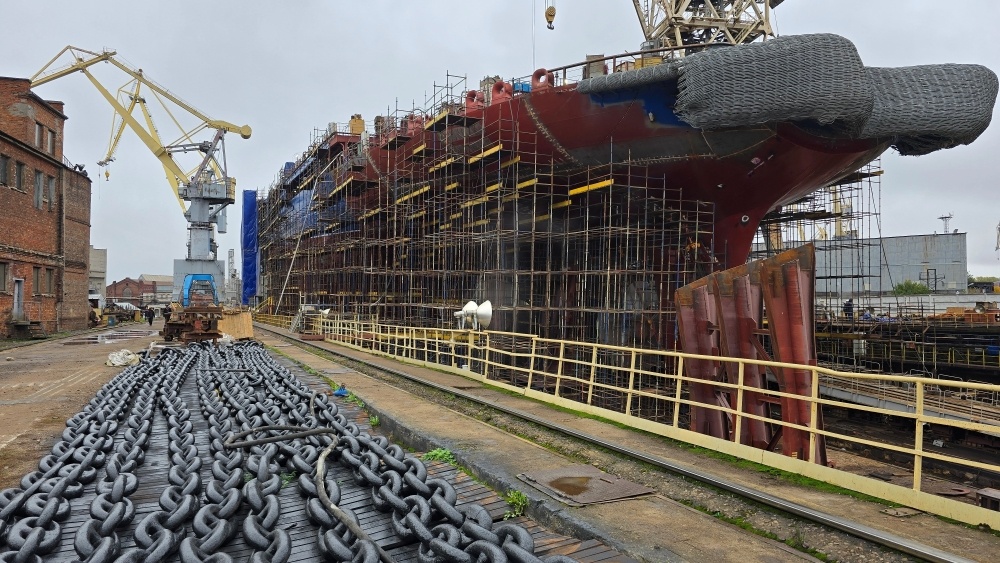 Ледокол "Чукотка" проекта 22220 готовят к спуску на воду / Фото: "Объединенная судостроительная корпорация"  📷
