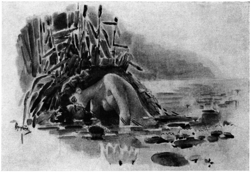 М.А. Врубель. "Спит витязь, добыча ревнивой волны“. 1891 г. Источник https://feb-web.ru/feb/lermont/texts/selected/k64/k64-067-.htm