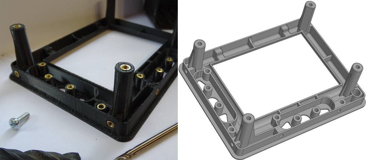 Лицевая часть. Модель созданная в Компас 3D, и напечатанный результат.