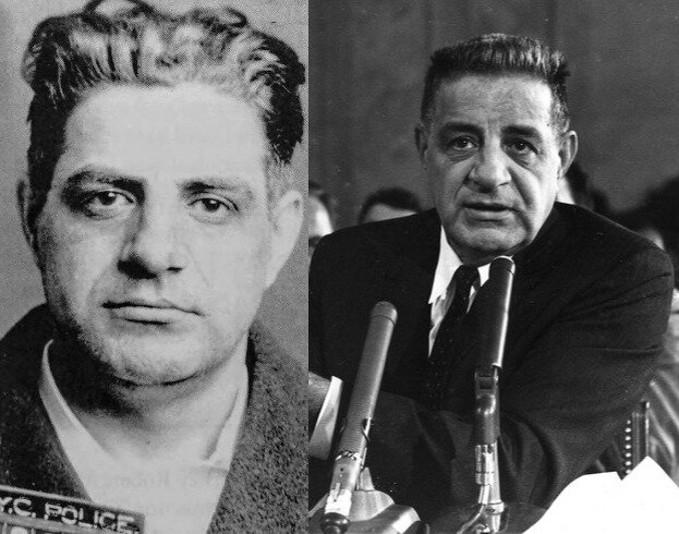 Фотографии Джо Валачи под арестом и в суде