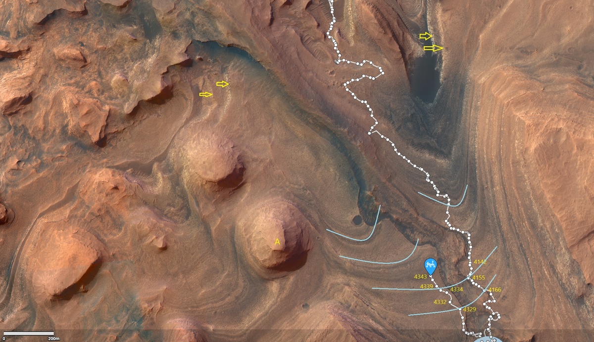 4343-00 Террасы или уровни приблизительно показаны синим цветом.