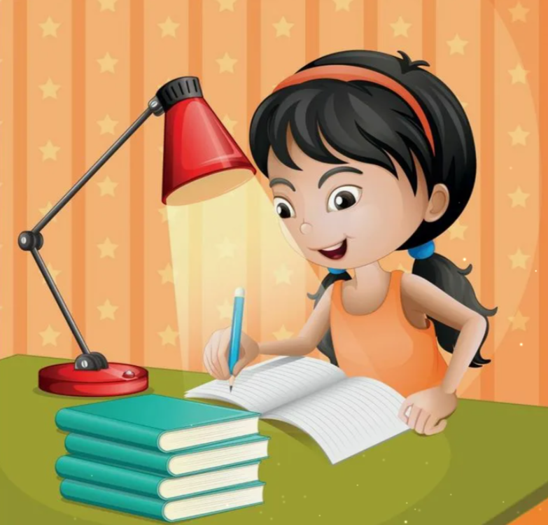 Девочка делает уроки
