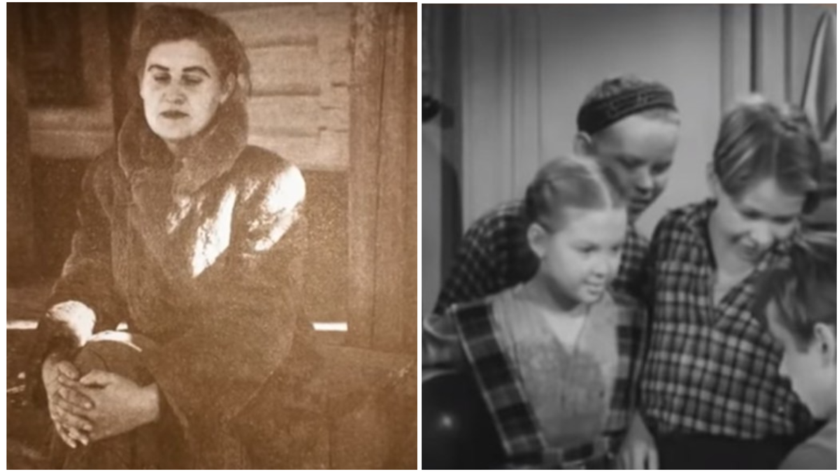 Слева - мать Любы, справа Люба в своем первом фильме "На переломе"