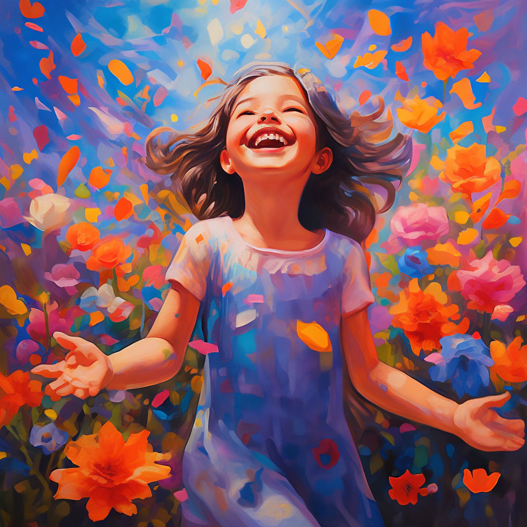 Зарисовка счастливой девочки