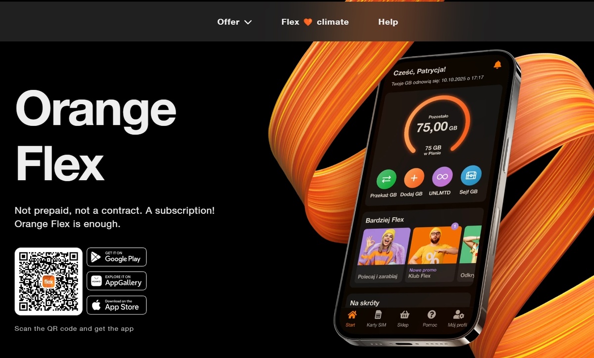 Приложение Orange Flex для Европы