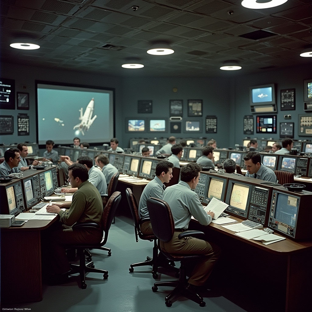 Инженеры NASA за работой в центре управления миссиями.
