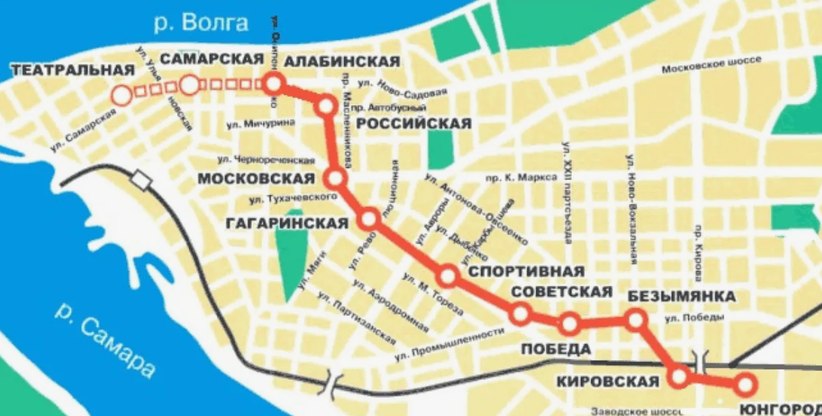 Карта Самарского метрополитена