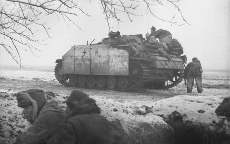 Stug III с бортовыми экранами в декабре 1943 года