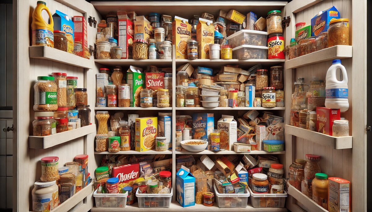 Беспорядок в кухонном шкафу