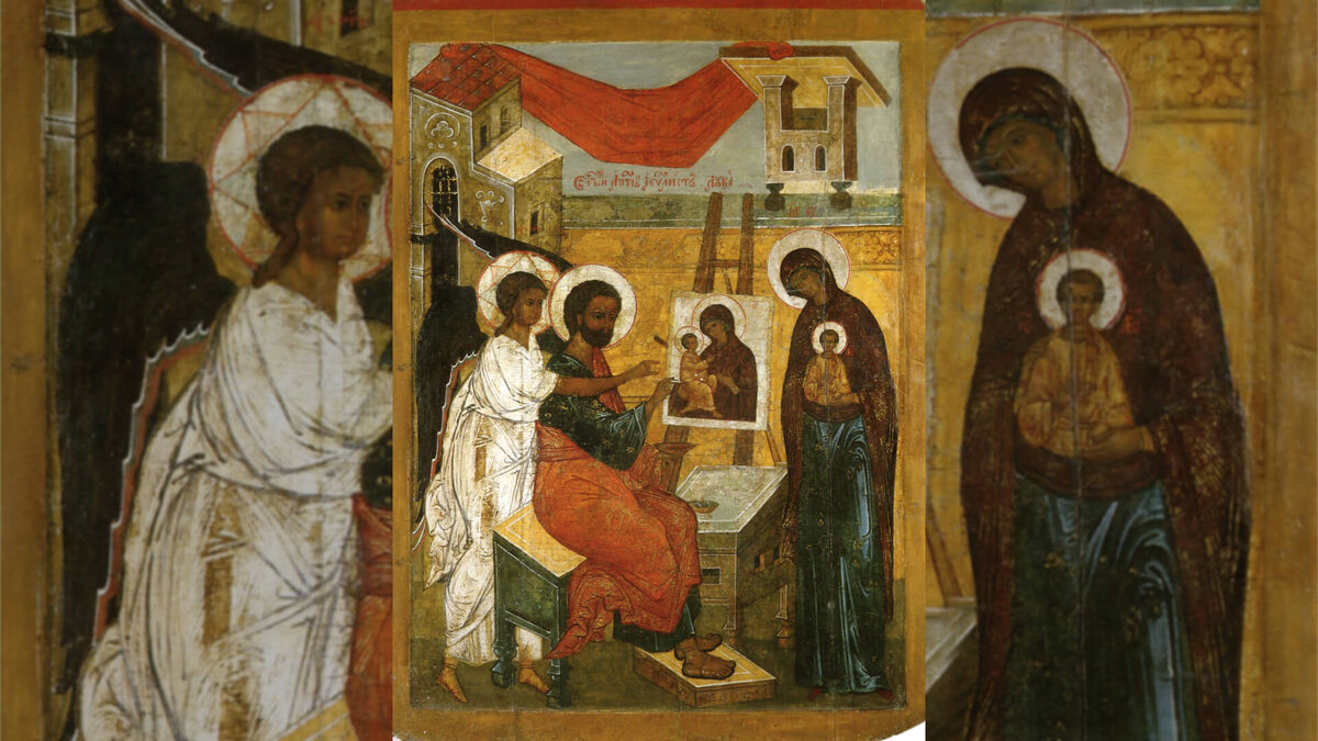    Лука апостол, пишущий икону Богоматери. Экспонат Псковского государственного объединённого историко-архитектурного и художественного музея-заповедника