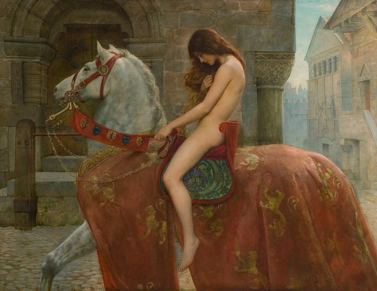 «Леди Годива» (1898) 
Холст, масло, 142×183 см

Художественная галерея и музей Герберта, Ковентри

«Леди Годива» (англ. Lady Godiva) — это картина английского художника-прерафаэлита Джона Кольера, созданная в 1898 году. На ней изображен эпизод из легенды об англосаксонской графине леди Годиве. Согласно преданию, леди Годива, сидя на лошади, проехала обнаженной по улицам английского города Ковентри, чтобы ее муж Леофрик снизил непомерные налоги для своих подданных.