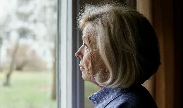 Свекровь смотрит в окно.
