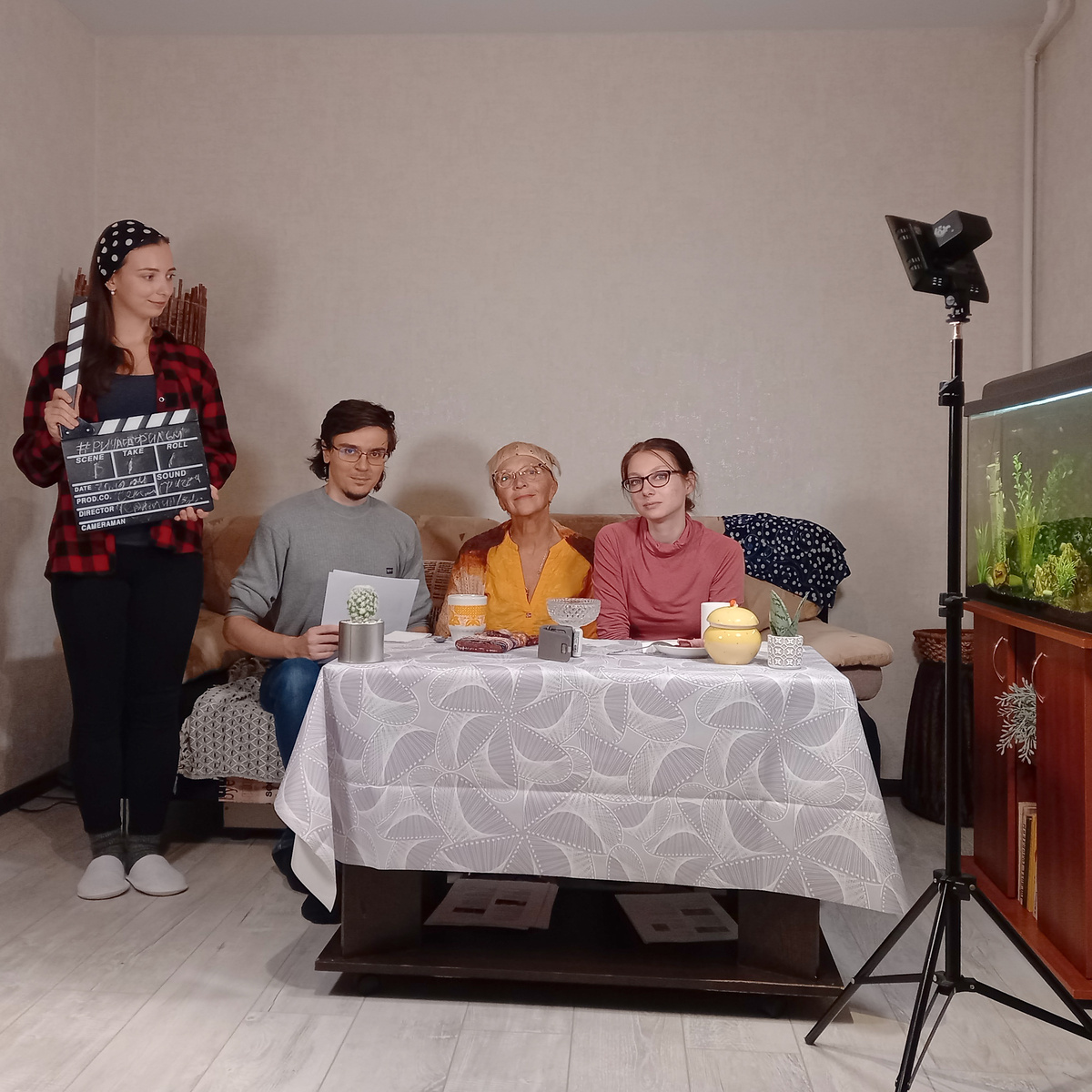 Слева направо: Анастасия Киселёва, Олег Черкалин, Ирина Белоглазова, Варвара Калинина