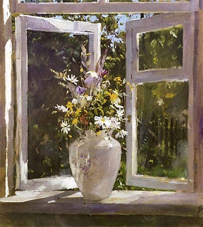 Алексей Зотов. Цветы на окне. Холст, масло, 65х80
