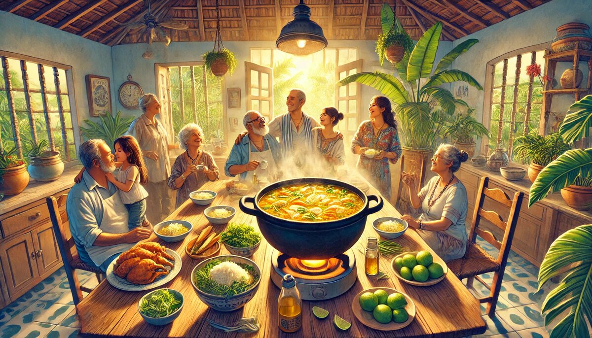 Традиции вокруг сопа де польо (сгенерировано DALL-E)