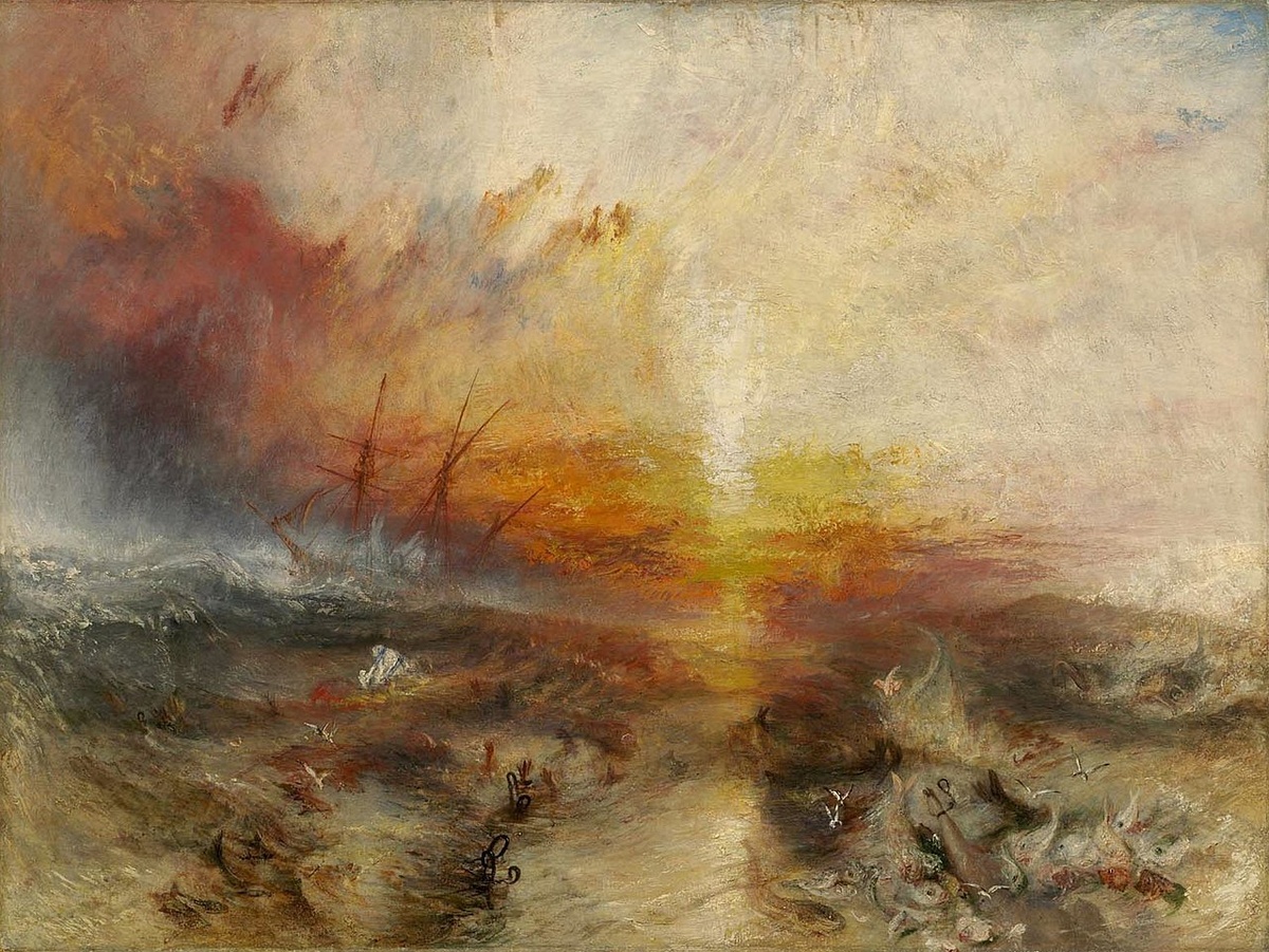 Уильям Тёрнер «Невольничье судно» (1840) Холст, масло. 90,8×122,5 см
Музей изящных искусств, Бостон, США.