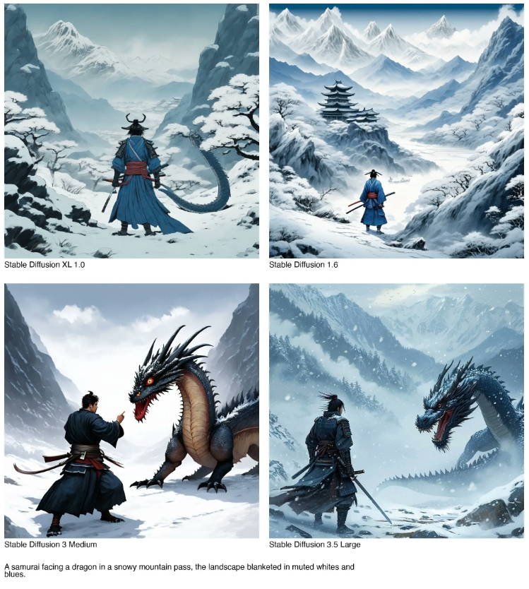 Пример прогресса моделей Stable Diffusion разных поколений