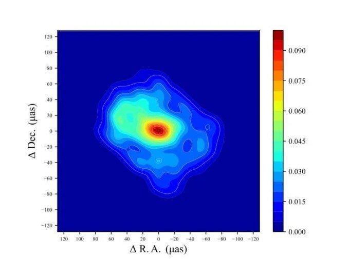     Радиоизображение Стрельца A* по последним данным команды. Источник: Miyoshi et al.