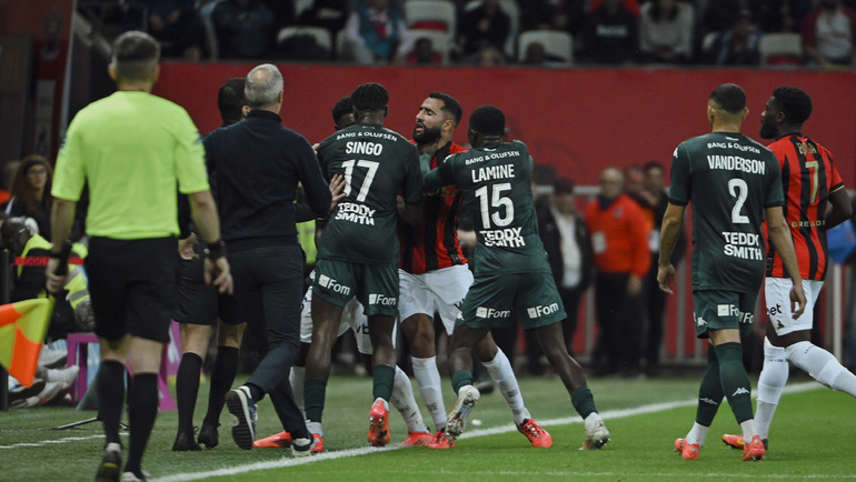    Потасовка в матче «Ницца» — «Монако» (2:1) 27 октября 2024 года. Global Look Press