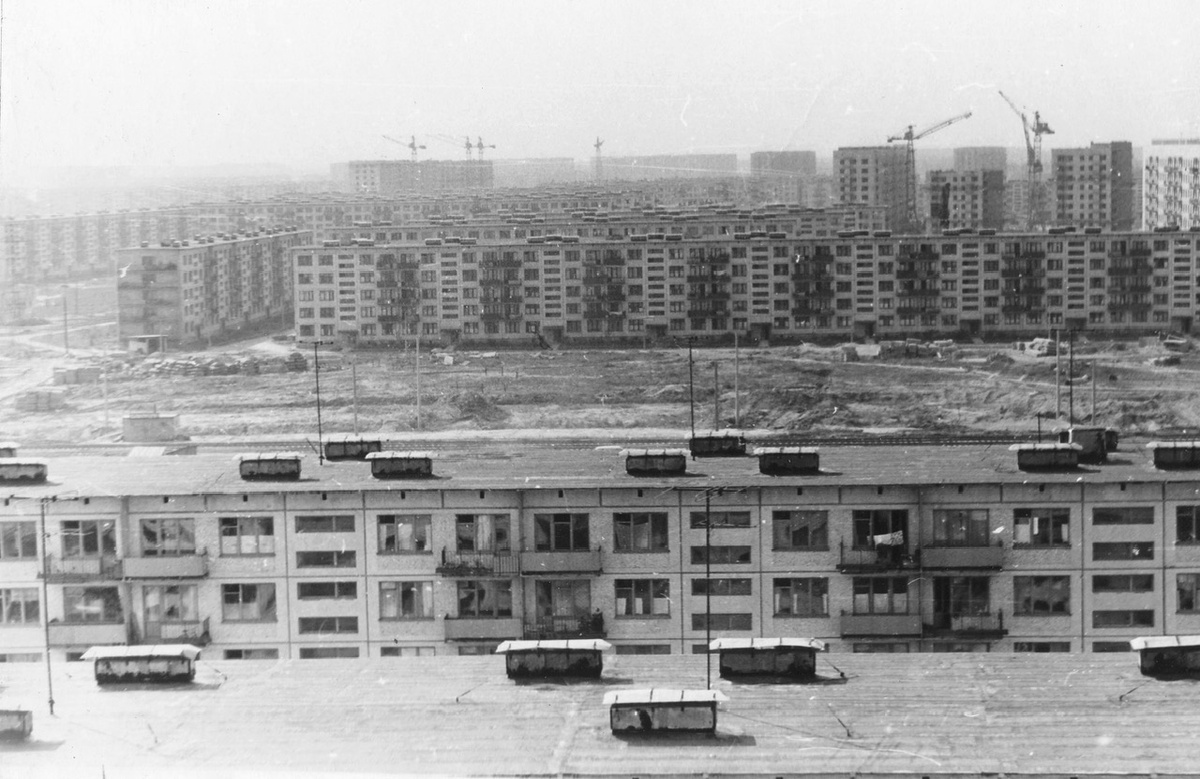 Виды строящегося северного Купчина. 11-ый и 12-ый кварталы Фото Анатолия Сергеевича Панасенко 1966 г. Сайт https://www.kupsilla.ru