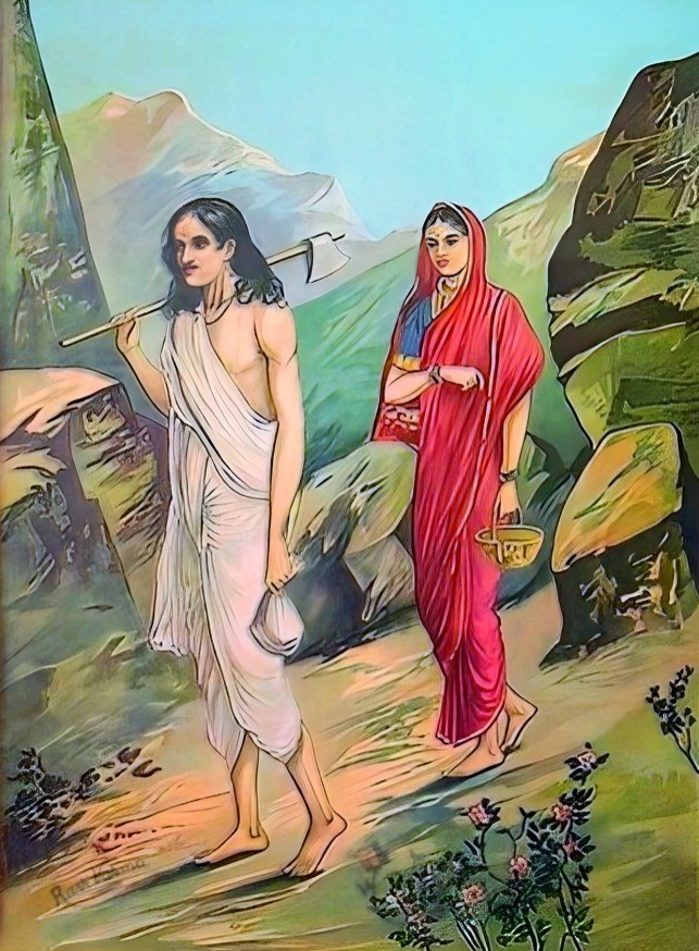 Савитри отправилась в изгнание за Сатьяваном. Изображение: ru.pinterest.com